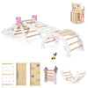 Wooden Montessori Climbing Set with Climbing Rope and Ladder-White