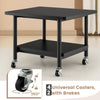 2 Tier Wooden Printer Stand with 360° Swivel Casters-Black