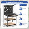 81 x 41 CM Workbench with Pegboard and Drawer and Shelves-Black