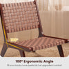 Woven Leather Accent Chair with Wood Frame Armless Reading Side Chair-Brown