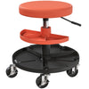 HOMCOM Rolling Mechanic Stool, 135kg Capacity Workshop Stool, 360 Swivel Roller Padded Creeper Seat with Wheels, Tool Trays Storage for Garage, Shop, Auto Repair, Yellow