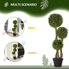 HOMCOM Decorative Artificial Plants Set of 2, Boxwood Ball Topiary Trees in Pot Fake Plants for Home Indoor Outdoor Decor, 90 cm, Dark Green