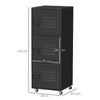 HOMCOM Rolling Storage Cabinet 3-Tier Mobile File Cabinet with Wheels & Metal Doors for Home Office, Living Room, Black