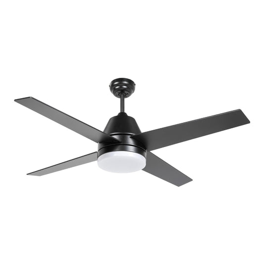 HOMCOM Ceiling Fan with LED Light in Black and Walnut Brown