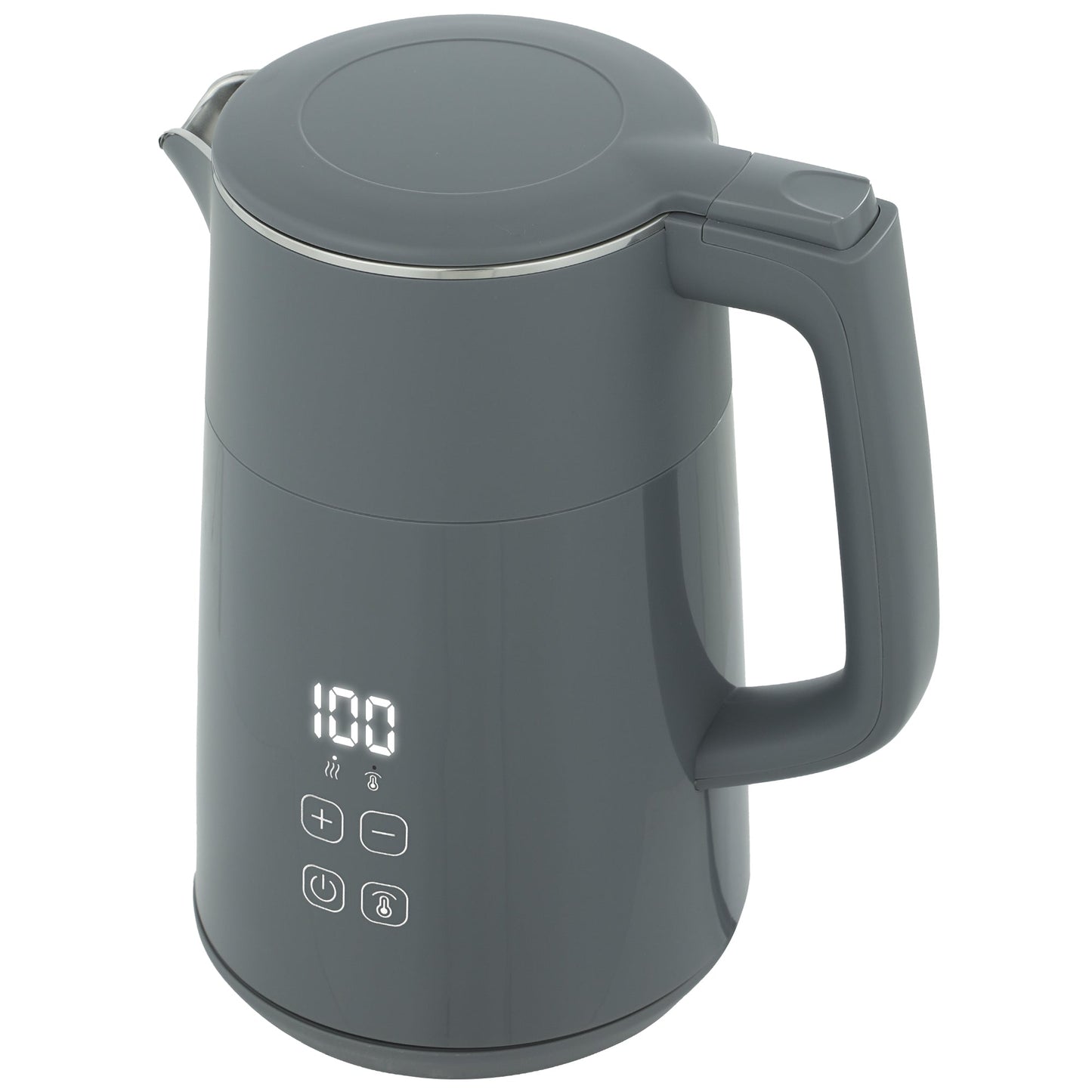 HOMCOM Electric Kettle, 1.7L Fast Boil 3kW Water Kettle with UK Strix Thermostat, LED Display, Keep Warm Function, Grey
