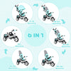 HOMCOM 6 in 1 Kids Trike with Parent Handle, Canopy, 5-point Safety Belt, Storage, Footrest, Brake, for 1-5 Years, Green