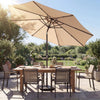 Outsunny 2.7 m Garden Parasol Umbrella with Cross Base and Sandbag, Retractable Ribs, Outdoor Table Market Umbrella, Khaki