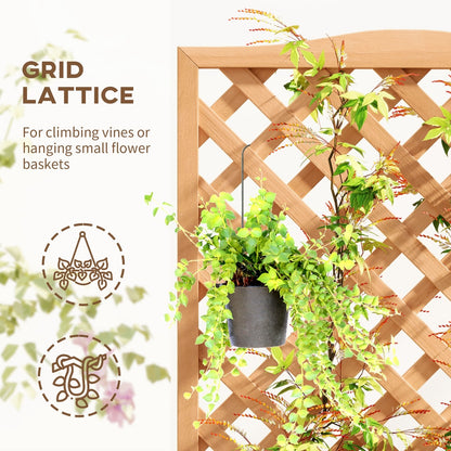Outsunny Wooden Planter with Trellis, Freestanding Raised Bed for Garden with Lattice, Outdoor Planter Box for Climbing Plants, Vines, Flowers, 76 x 36 x 170 cm, Natural