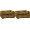 HOMCOM Floating Nightstand Set of 2 Wall Mounted Bedside Table with Storage Drawer for Bedroom, Rustic Brown