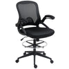 Vinsetto Drafting Chair with Flip-up Armrest, Mesh Office Stool with Foot Ring, 360 Degree Swivel Height Adjustable Chair for Standing Desk, Black