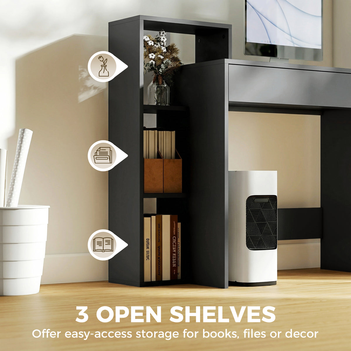 HOMCOM Desk with Storage in Black