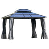 Outsunny Outdoor 3.6 x 3(m) Gazebo Cabana w/ Steel Frame & Net Sidewalls for Privacy