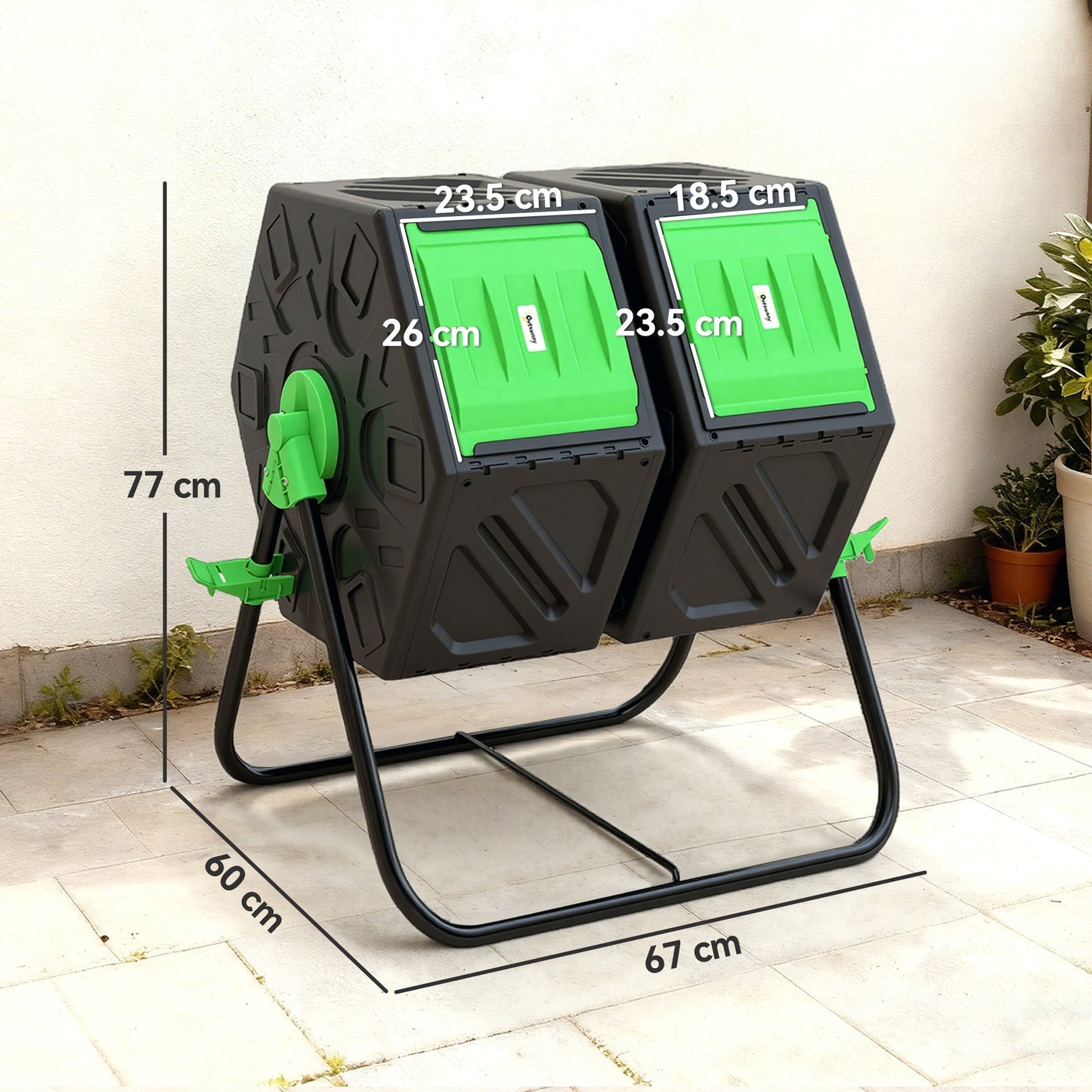 Outsunny 130L Double Chamber Composter - Black