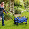 Outsunny 62L Festival Trolley on Wheels, Garden Folding Trolley Cart, 120kg Heavy Duty Collapsible Folding Wagon with Adjustable Handle and Carrying Bag for Beach, Camping, Festival, Blue