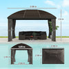 Outsunny 3 x 4m Hardtop Gazebo Canopy with Metal Roof, Aluminium Gazebo Permanent Pavilion with Netting and Curtains, Dark Grey