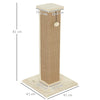 PawHut 81cm Cat Scratcher, Vertical Full Scratcher w/ Natural Jute Rope, Hanging Ball, Soft Plush - Beige