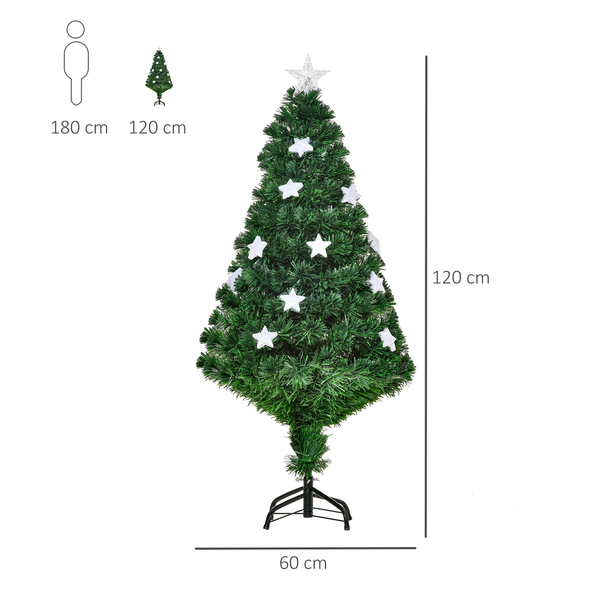 HOMCOM 4FT Prelit Artificial Christmas Tree in Green