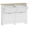 HOMCOM Slim Shoe Cabinet, Narrow Shoe Cupboard with 4 Flip Drawers, Adjustable Shelves for 16 Pairs of Shoes, White