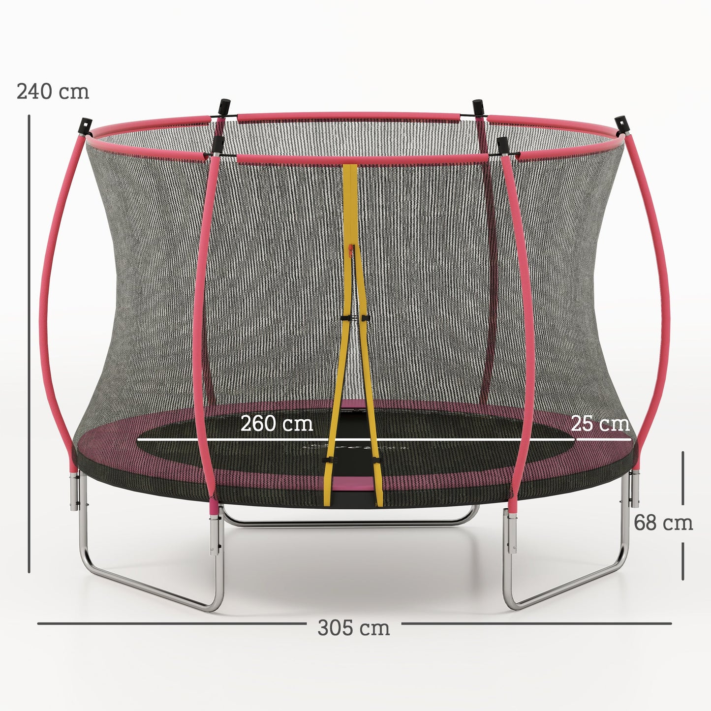 SPORTNOW 10ft Outdoor Trampoline with Enclosure Net, Spring Cover, Pink