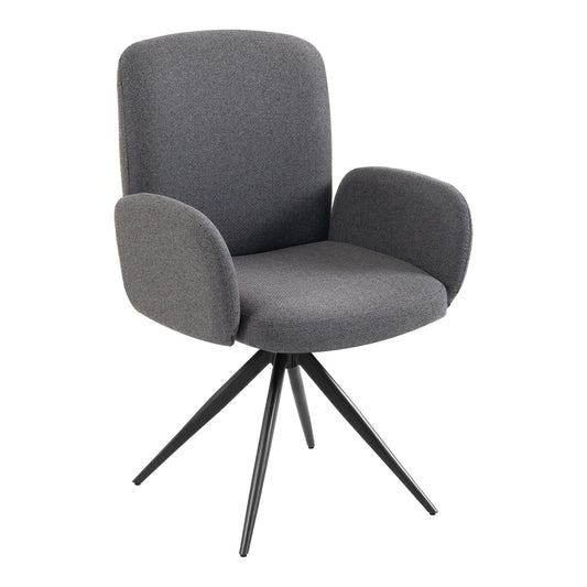 HOMCOM Swivel Accent Chair, Upholstered Linen-Look Armchair with Curved Backrest, Wrapped Armrests for Living Room, Grey