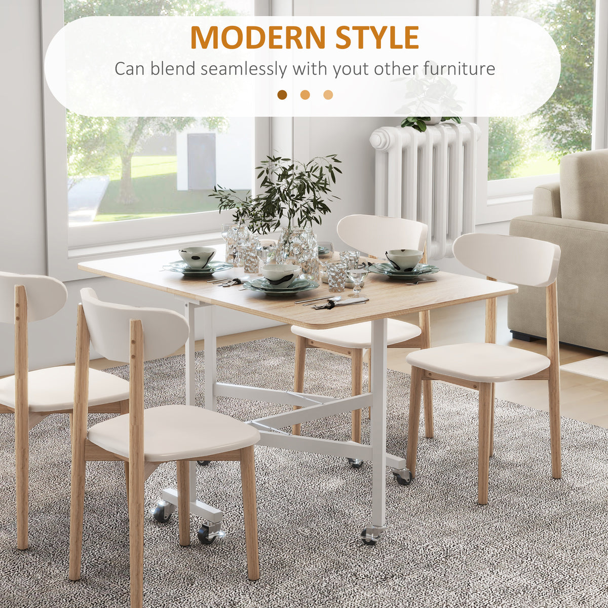 HOMCOM 4-6 Person Drop Leaf Dining Table