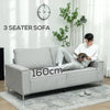 HOMCOM Three-Seater Corduroy - Light Grey