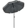 Outsunny 1.8 m Beach Umbrella Parasol with Sand Anchor, Portable 30Â° Tilting Patio Sun Shade with Adjustable Height, Dark Grey