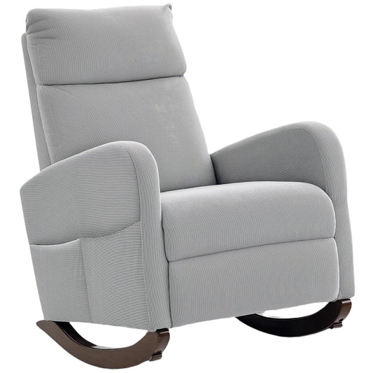 HOMCOM Corduroy Rocking Armchair - Grey