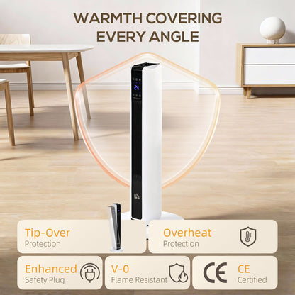 HOMCOM 1100W/2200W Space Heater with 65° Oscillation, Electric Heater with 2 Heat and Fan, 8-Hour Timer, Overheat & Tip Over Protection for Bedroom, 29 inch
