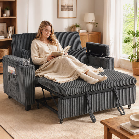 HOMCOM 2 Seater Sofa Bed in Dark Grey