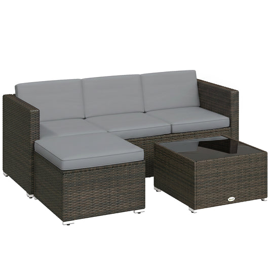 Outsunny 3 Pieces Garden Furniture Set w/ Cushions in Light Grey