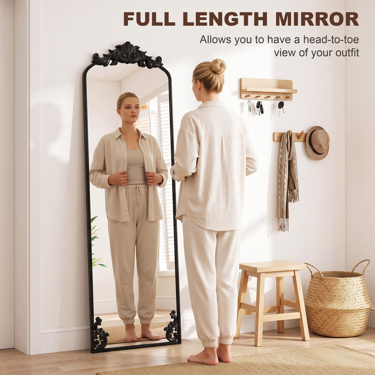 HOMCOM Floor Mirror in Black