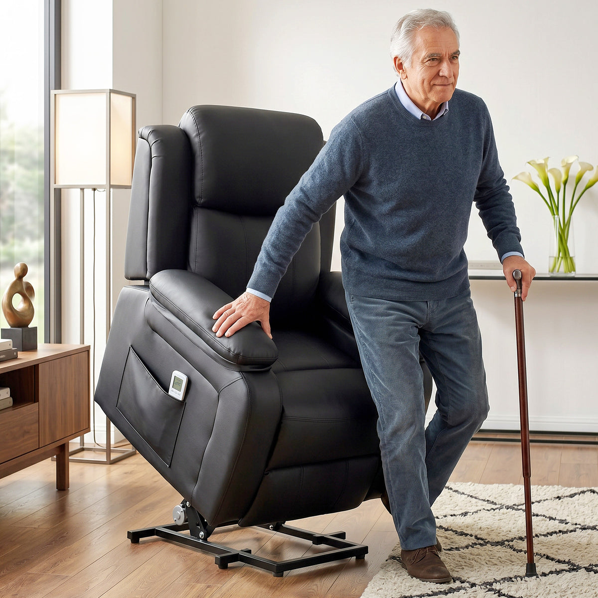 HOMCOM Riser and Recliner Chair with Vibration Massage in Black