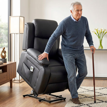 HOMCOM Riser and Recliner Chair with Vibration Massage in Black