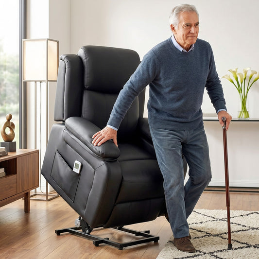 HOMCOM Riser and Recliner Chair with Vibration Massage in Black