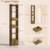 HOMCOM Bookcase Tall Narrow with 5 Tiers and Drawers Freestanding Bookshelf Storage Cabinet for Living Room Rustic Brown