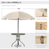 Outsunny Garden Patio Texteline Folding Chairs Plus Table and Parasol Furniture Bistro Set 6 Pieces - Coffee/Cream