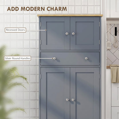 HOMCOM Kitchen Cupboard in Grey Blue