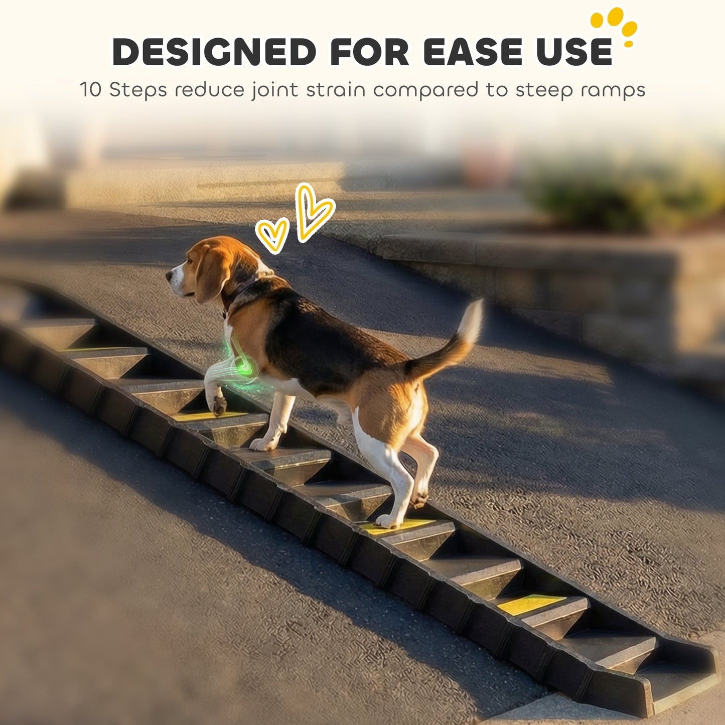 PawHut Dog Car Ramp with Anti-Slip Steps, 10-Steps Pet Stairs for Pets to Access Cars and High Beds, Black