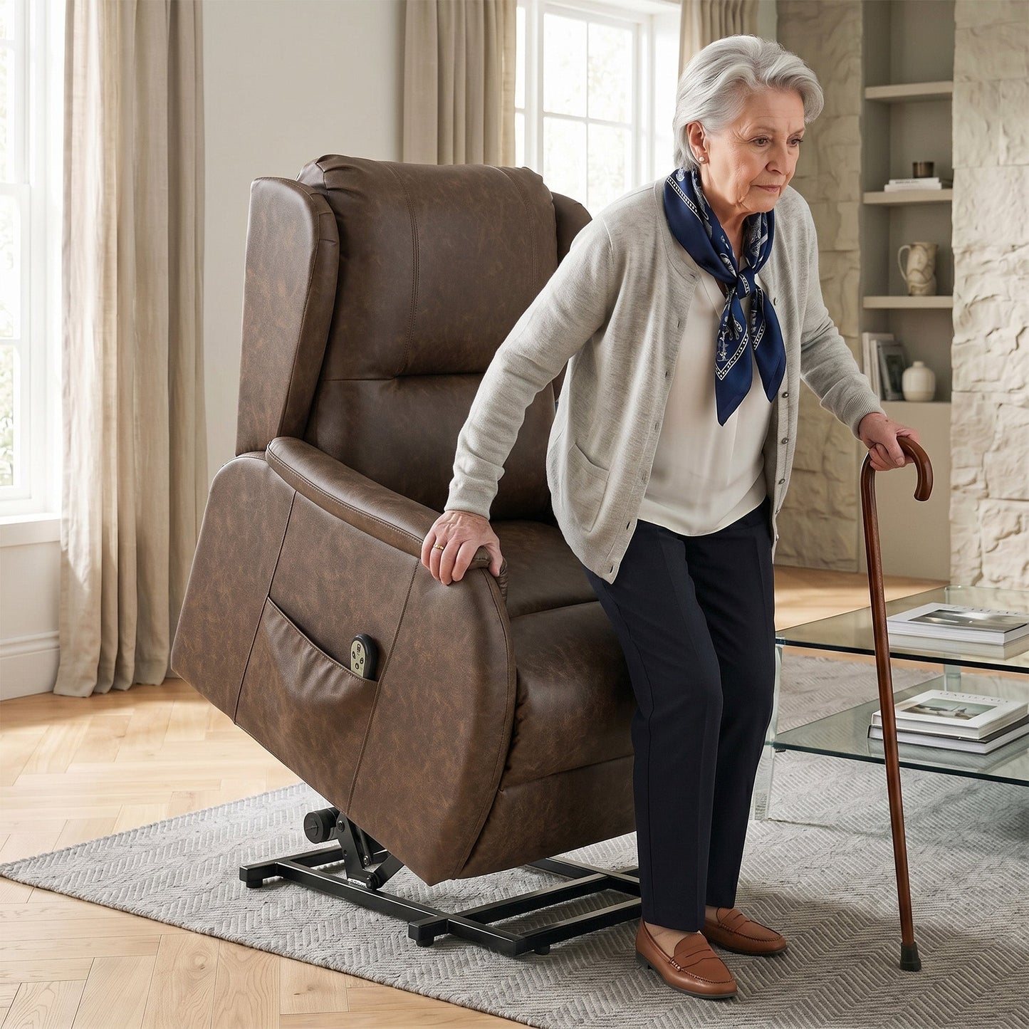 HOMCOM Power Lift Recliner Chair, Dual Motor Electric Lift Chair for Elderly with Remote Control, Brown