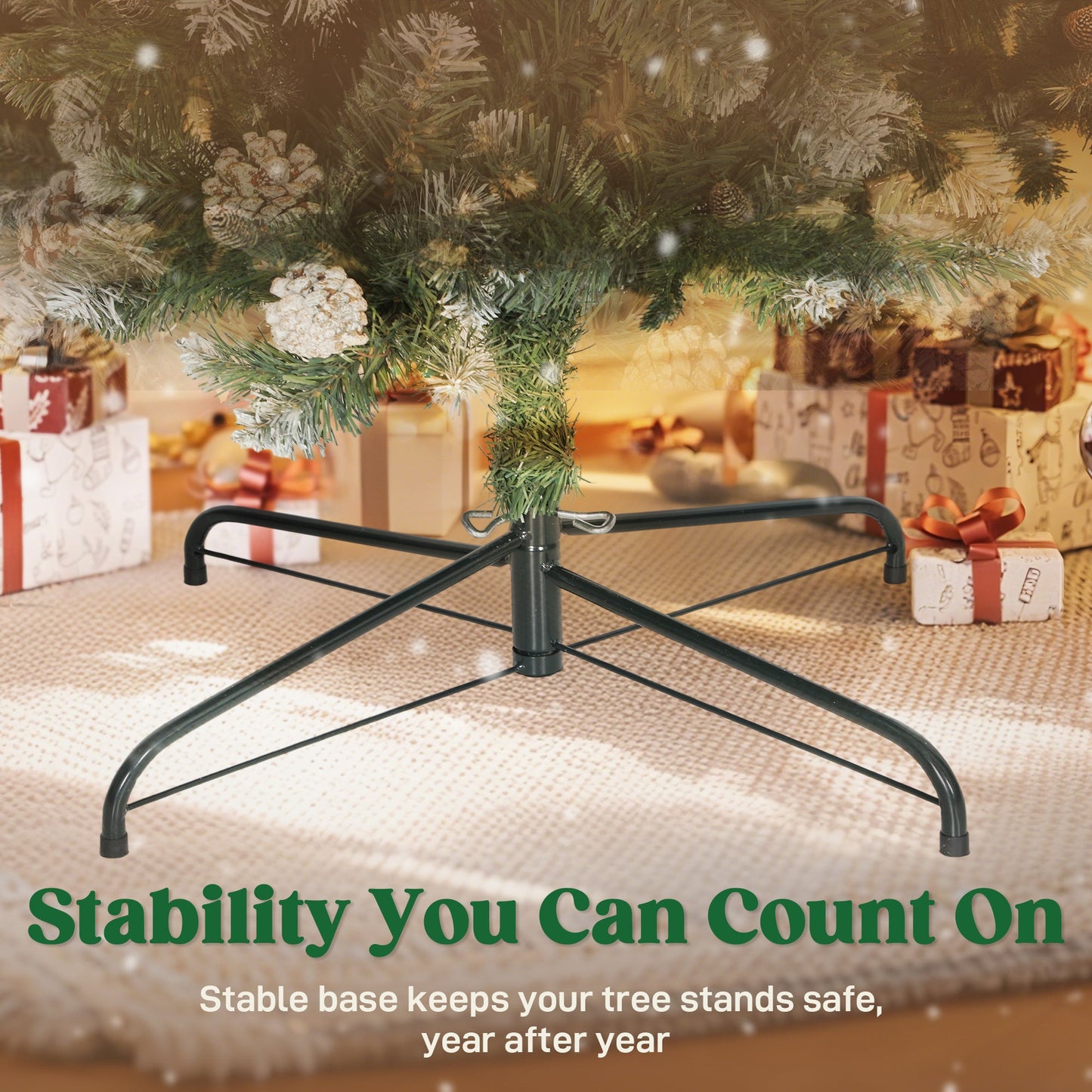 HOMCOM 8.2 ft Snow Frosted Christmas Tree Arch, Christmas Arch Doorway Decor with 1800 Tips and 91 Pinecones, Artificial Xmas Tree with Metal Stand for Indoor, Green