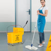 HOMCOM 20L Mop Bucket on Wheels, with Water Separation Panel - Yellow