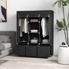 HOMCOM Foldable Fabric Wardrobe for Bedroom, Portable Wardrobe with 5 Shelves, 2 Hanging Rails and 3 Fabric Drawers, Black