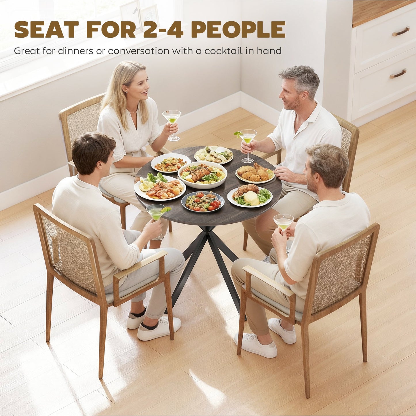 HOMCOM 80cm Industrial Round Dining Table - Brown