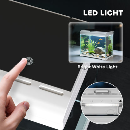 حوض سمك زجاجي من باو هوت بسعة 17 لترًا مع نظام فلتر، وإضاءة LED، ومضخة مياه، لأسماك البيتا، والذهبية، والروبيان، باللون الأبيض
