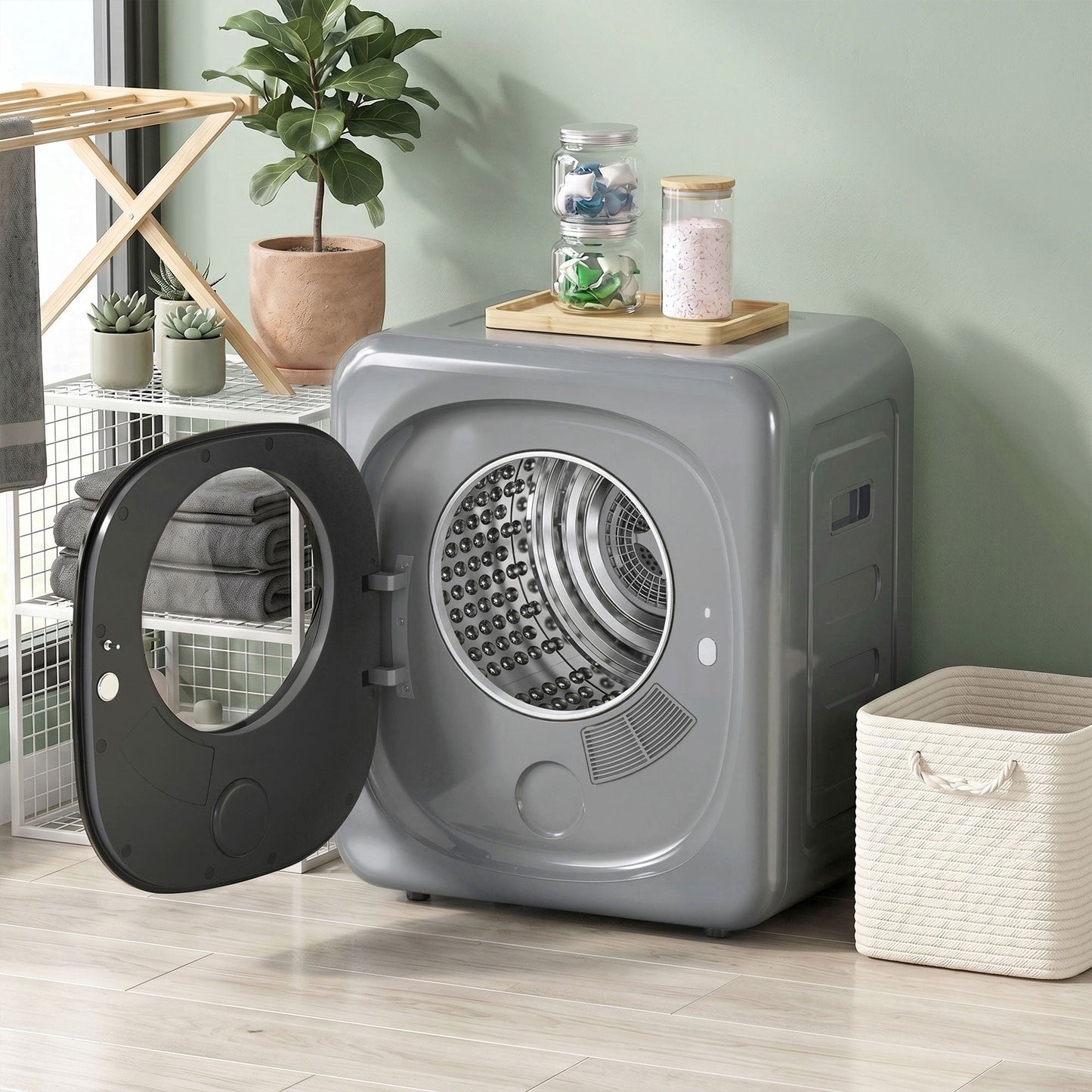 HOMCOM 4kg Vented Tumble Dryer with 5 Drying Mode, 800W Compact Freestanding Front Tumble Dryer, Silver