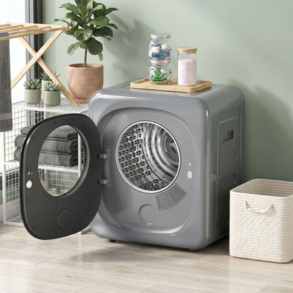 HOMCOM 4kg Vented Tumble Dryer with 5 Drying Mode, 800W Compact Freestanding Front Tumble Dryer, Silver