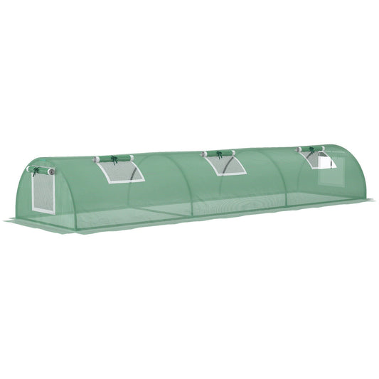Outsunny Mini Greenhouse, دفيئة نفق محمولة، دفيئة خضراء بإطار فولاذي مع 5 شبابيك شبكية، 3 أمتار، أخضر