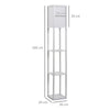 HOMCOM 3-Tier Floor Lamp, Floor Light with Storage Shelf, Reading Standing Lamp with Acrylic Shade for Living Room, Bedroom, Kitchen, Dining Room, Office, Dorm, 160cm, White