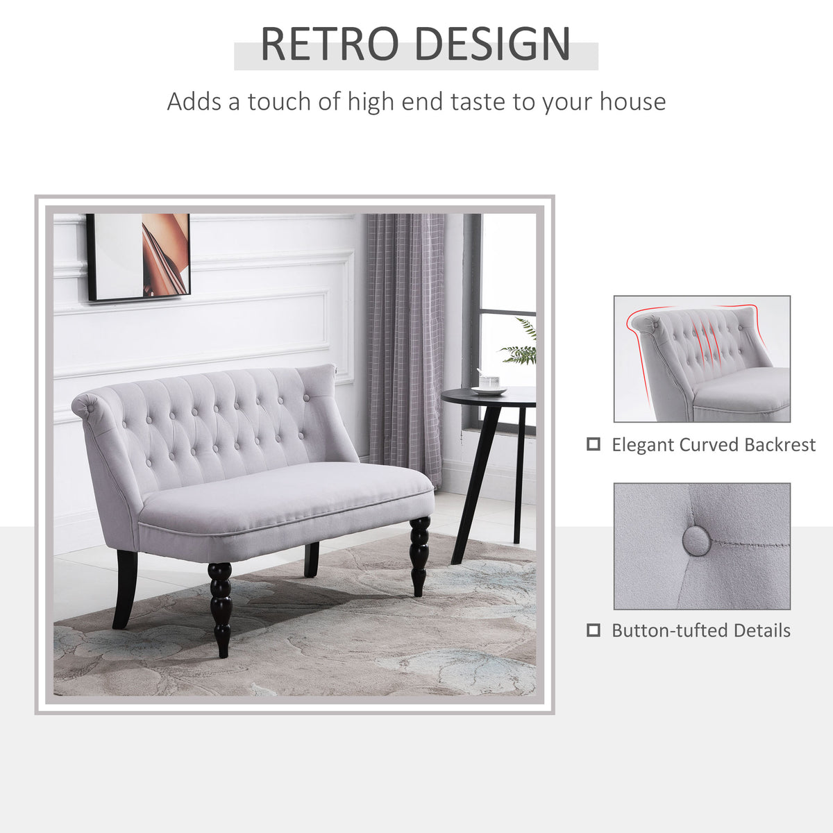HOMCOM Velvet 2 Seater Sofa in Grey